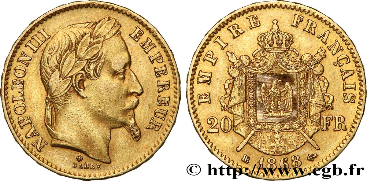 Piece Or Napoleon 3 20 Francs 1868