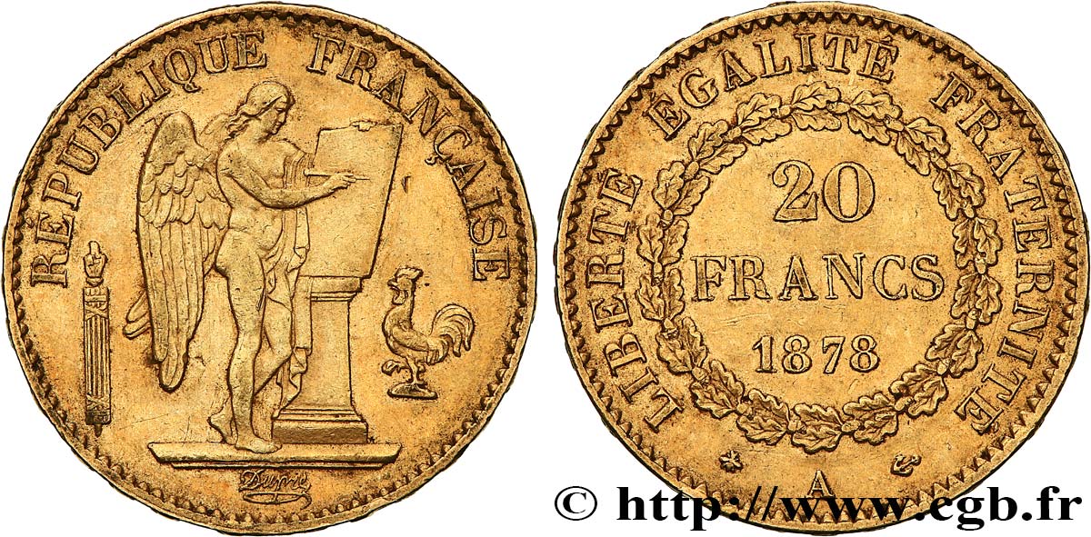 20 francs or Génie, Troisième République 1878 Paris F.533/6 q.SPL 