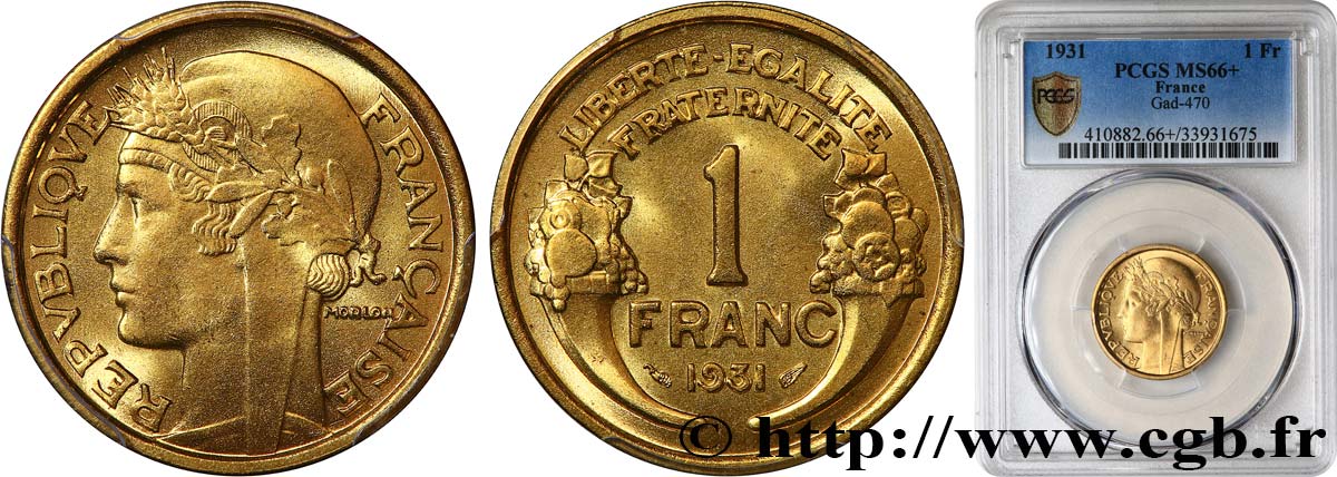 1 franc Morlon 1931 Paris F.219/2 MS66 PCGS