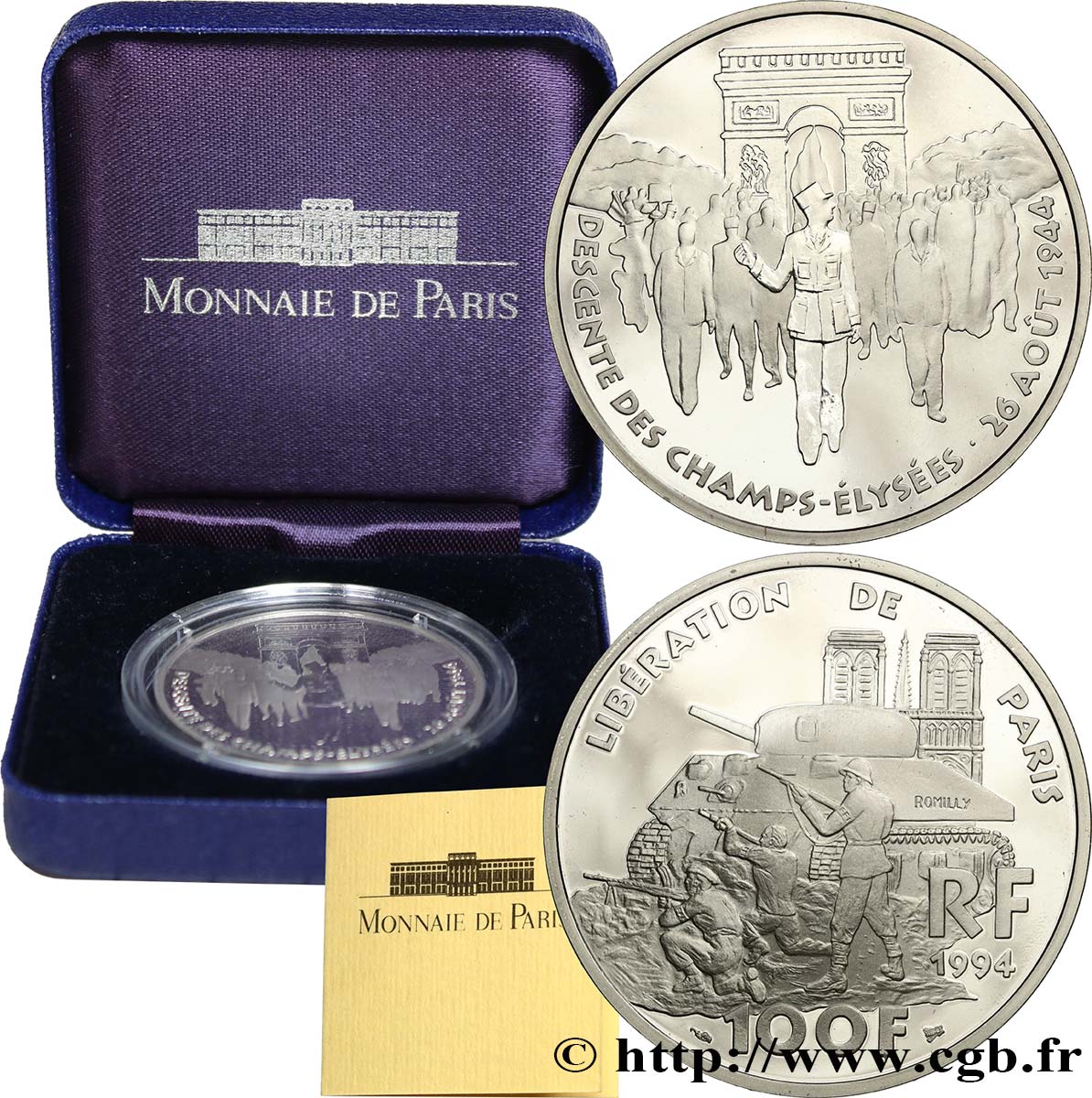 Belle Épreuve 100 francs Libération de Paris 1994  F5.1636 1 FDC 