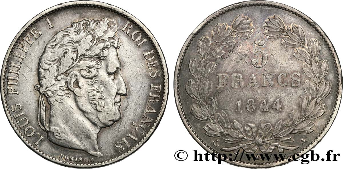 5 francs IIIe type Domard 1844 Paris F.325/1 TTB 
