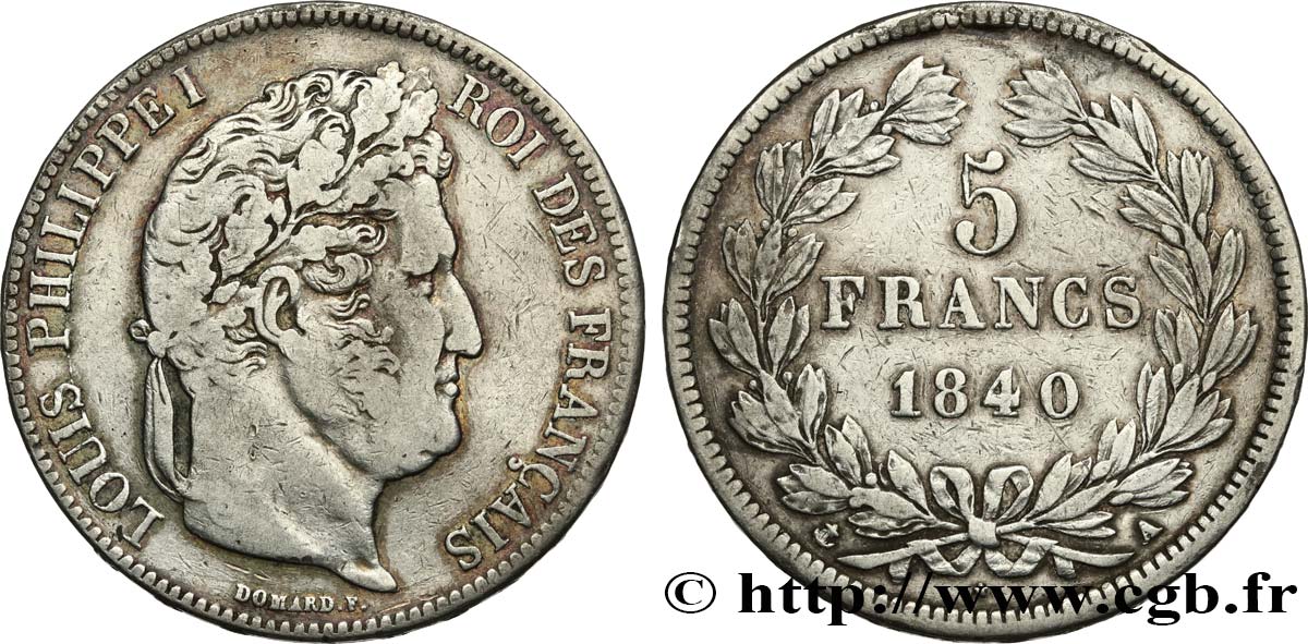 5 francs IIe type Domard 1840 Paris F.324/83 VF 