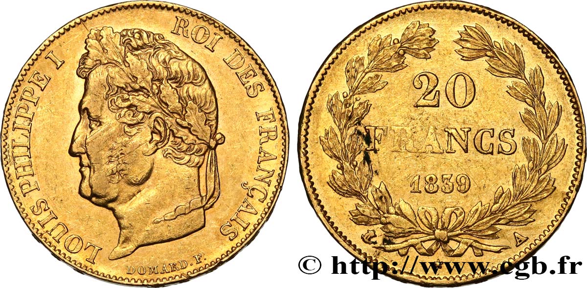 20 francs or Louis-Philippe, Domard 1839 Paris F.527/20 TTB+ 