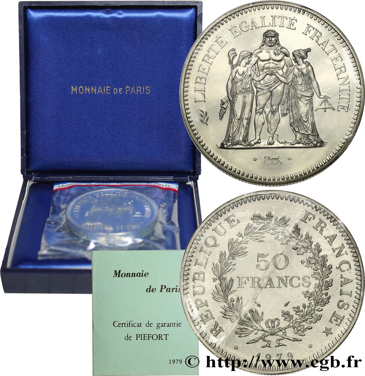 Piéfort Argent de 50 francs Hercule  1979 Pessac GEM.223 P1 FDC 