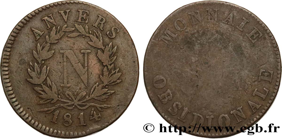 5 cent. Anvers à l’N, frappe de l’atelier de Wolschot 1814 Anvers F.115B/2 B8 