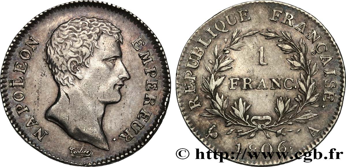 1 franc Napoléon Empereur, Calendrier grégorien 1806 Paris F.202/1 TTB+ 