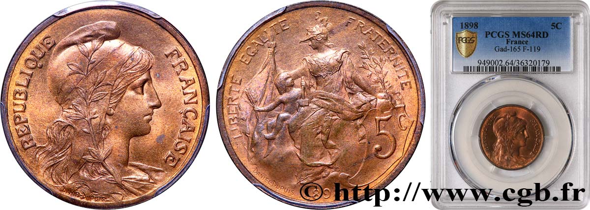 5 centimes Daniel-Dupuis 1898  F.119/5 fST64 PCGS