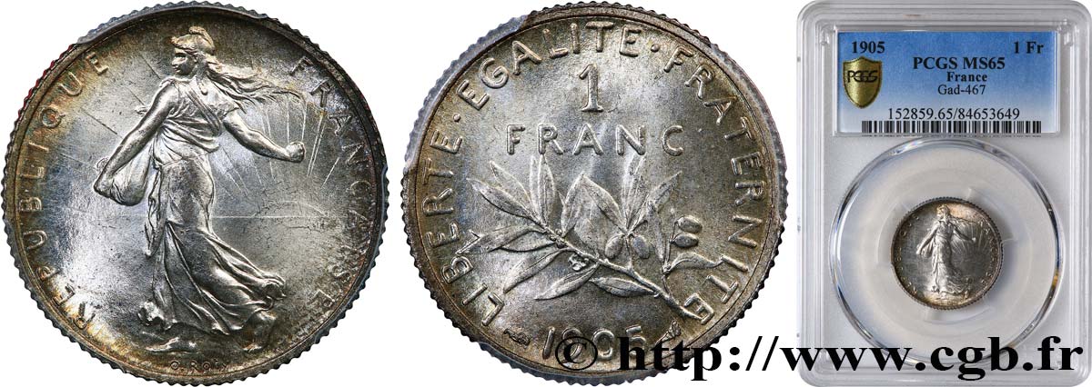 1 franc Semeuse 1905 Paris F.217/10 ST65 PCGS