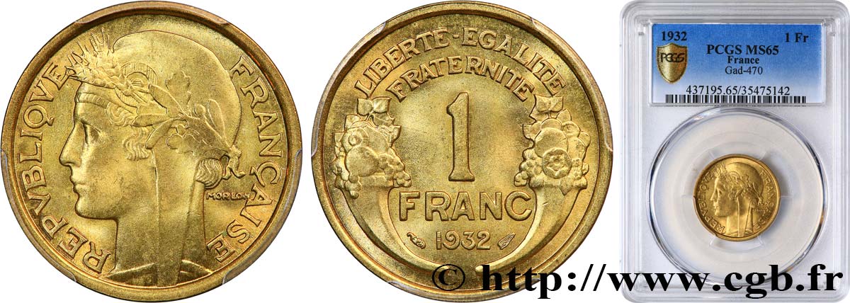 1 franc Morlon 1932 Paris F.219/3 ST65 PCGS