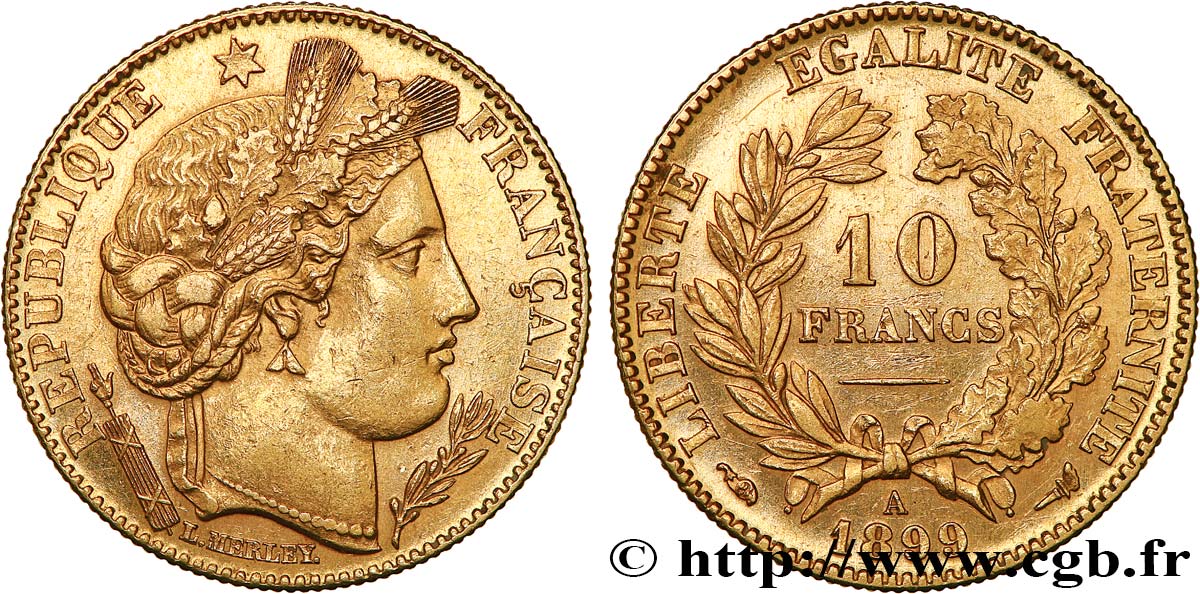 10 francs or Cérès, Troisième République 1899 Paris F.508/5 VZ 