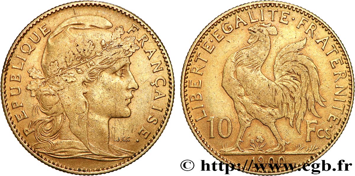 10 francs Coq 1900 Paris F.509/3 MBC 