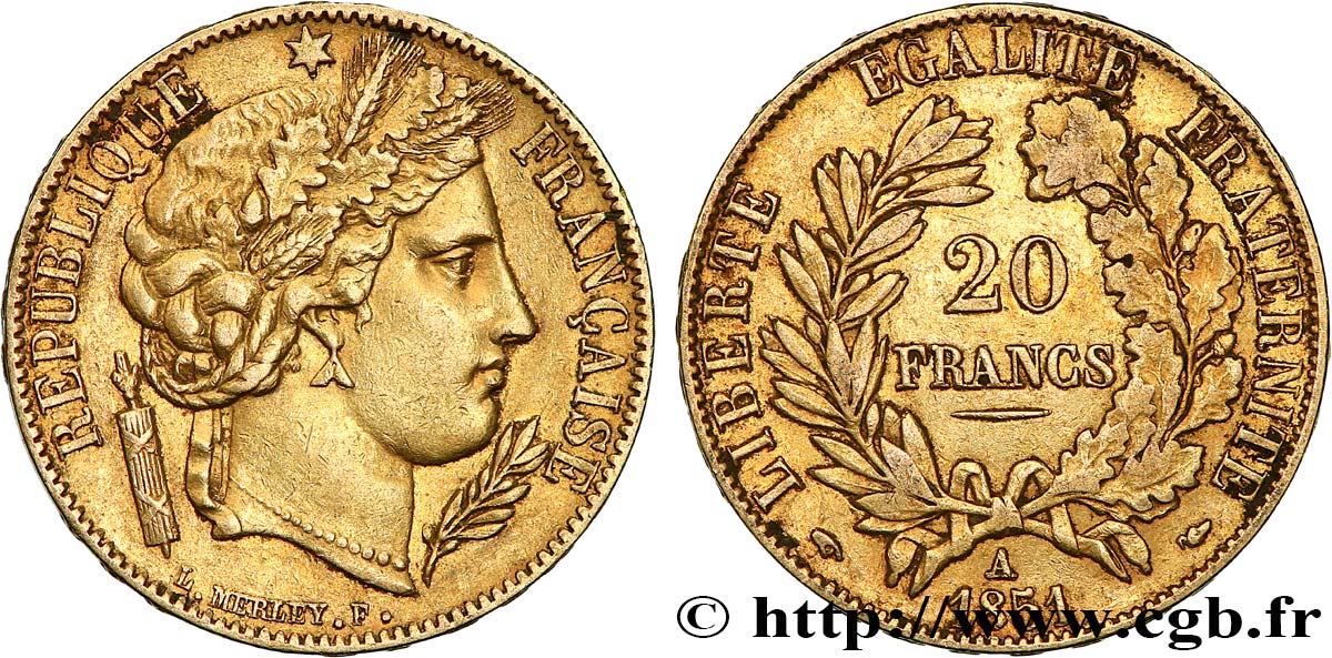 20 francs or Cérès 1851 Paris F.529/4 MBC45 