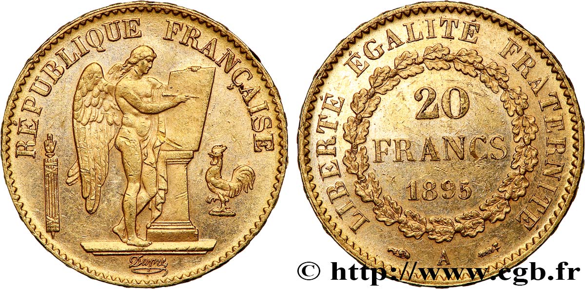 20 francs or Génie, IIIe République 1895 Paris F.533/19 SUP 