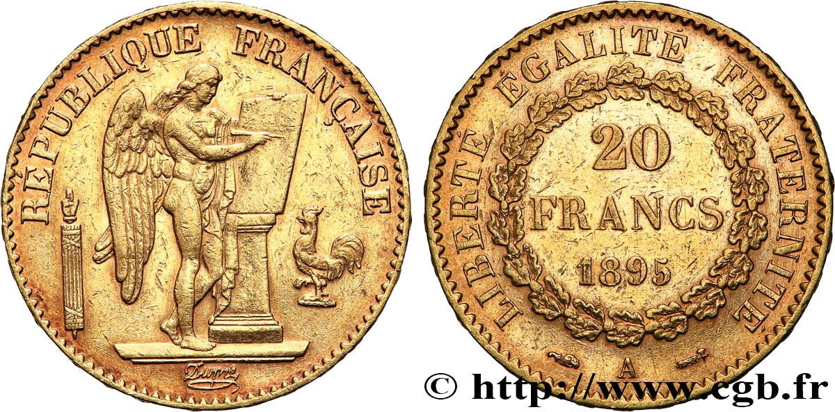 20 francs or Génie, IIIe République 1895 Paris F.533/19 EBC 