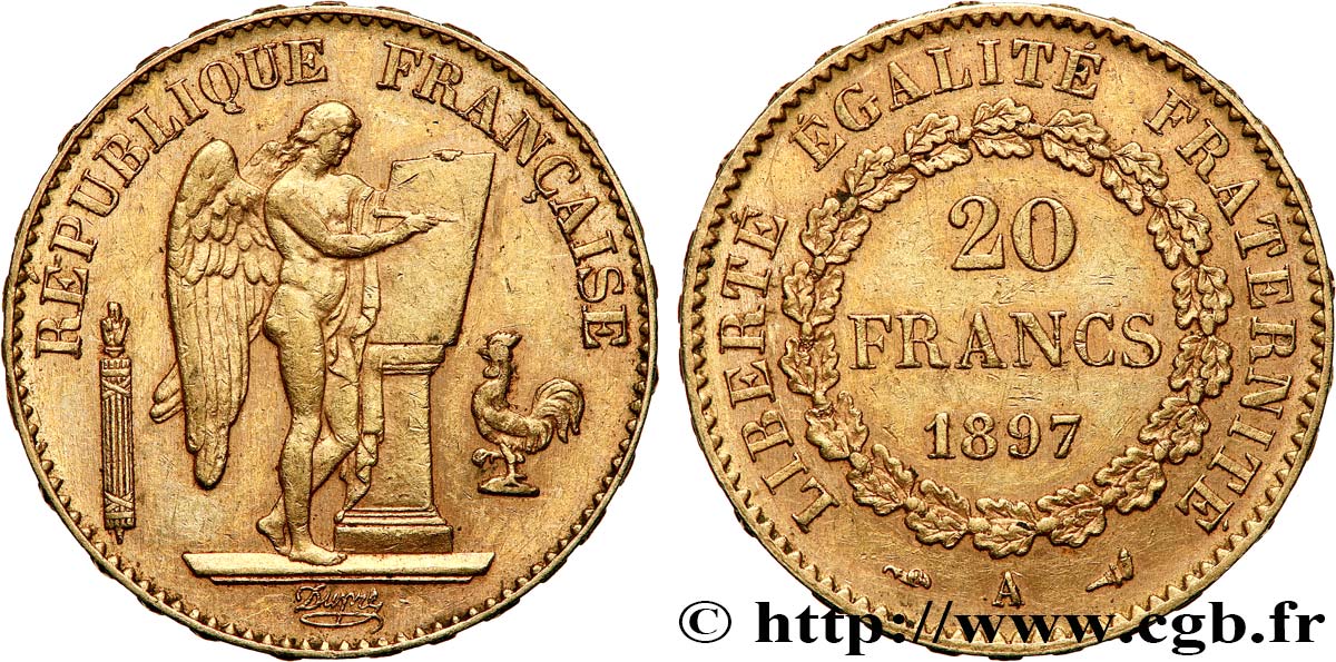 20 francs or Génie, Troisième République 1897 Paris F.533/22 TTB+ 