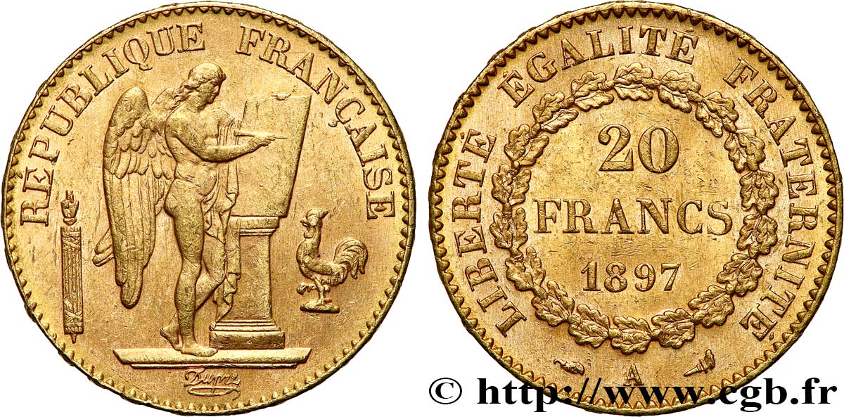 20 francs or Génie, Troisième République 1897 Paris F.533/22 VZ60 