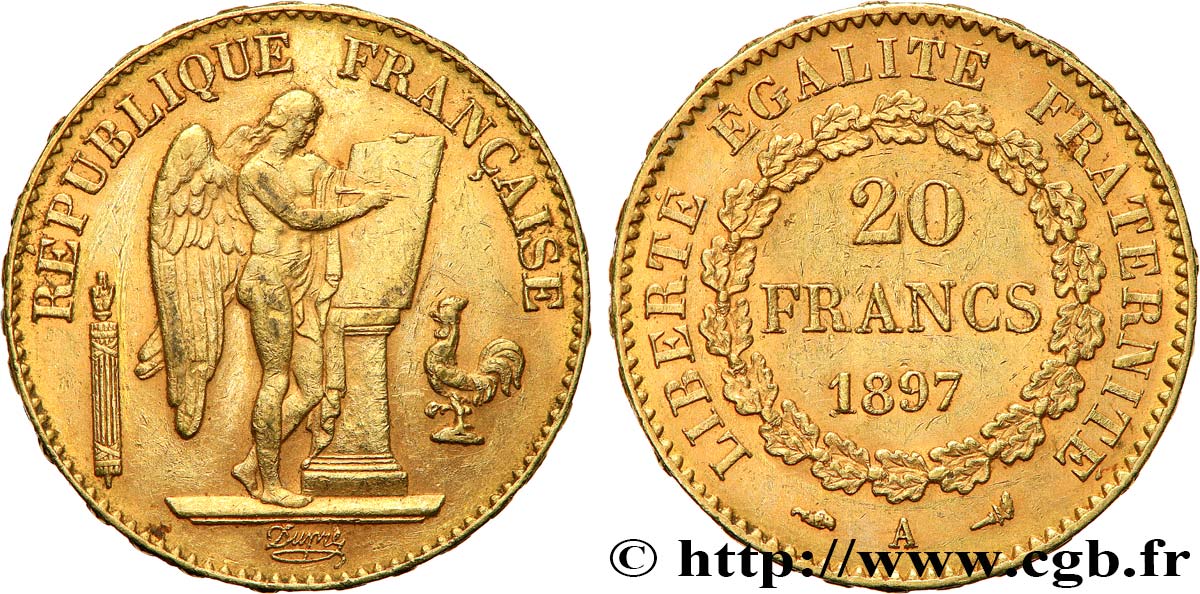 20 francs or Génie, Troisième République 1897 Paris F.533/22 TTB+ 