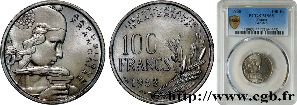 100 francs Cochet 1958  F.450/12 MS65 PCGS