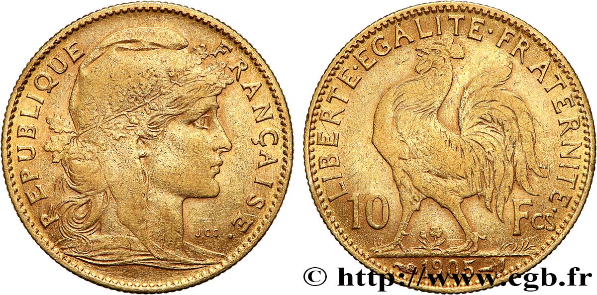 10 francs or Coq 1905 Paris F.509/6 SS 