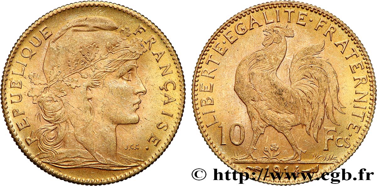 10 francs or Coq 1914 Paris F.509/14 SPL55 