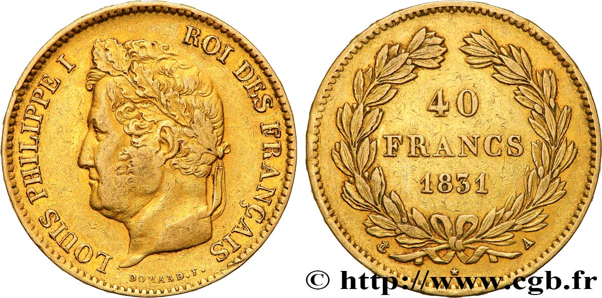 40 francs or Louis-Philippe 1831 Paris F.546/1 VF35 
