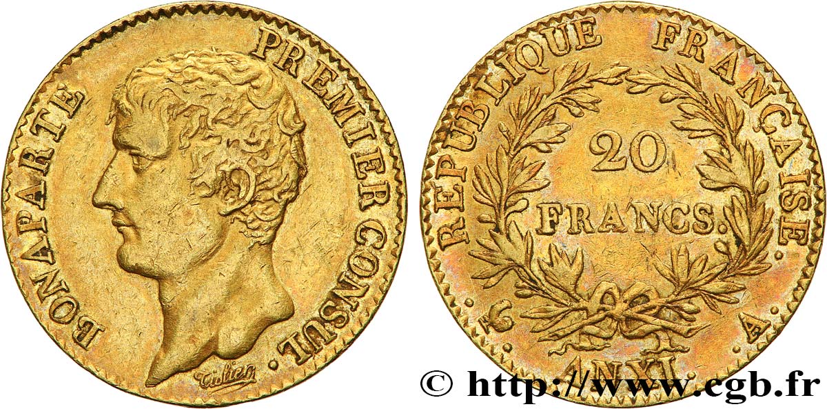 20 francs or Bonaparte Premier Consul 1803 Paris F.510/1 XF 