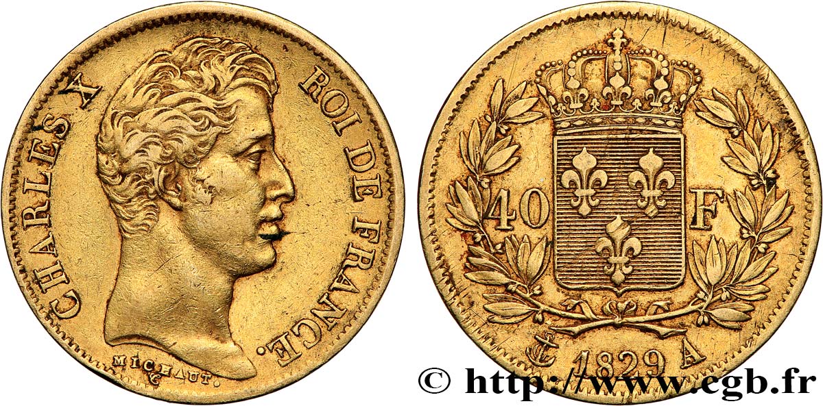 40 francs or Charles X, 2e type 1829 Paris F.544/4 TB+ 
