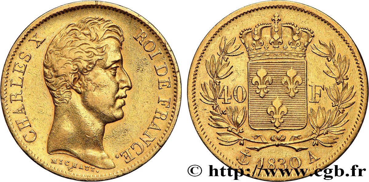 40 francs or Charles X, 2e type 1830 Paris F.544/5 AU 