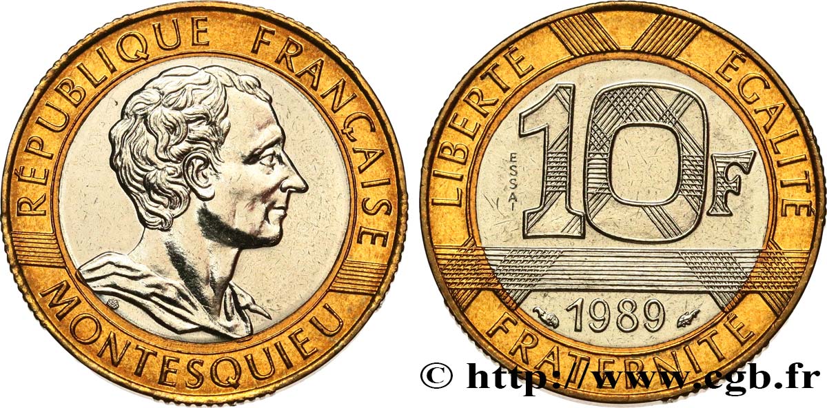 Essai de 10 francs Montesquieu 1989 Pessac F.376/1 MS63 
