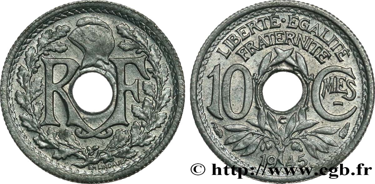10 centimes Lindauer, petit module 1945 Castelsarrasin F.143/4 MS65 