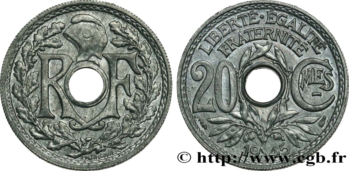 20 centimes Lindauer 1945  F.155/2 SPL64 