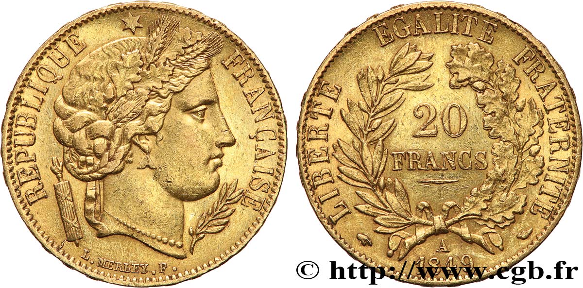 20 francs or Cérès 1849 Paris F.529/1 MBC+ 