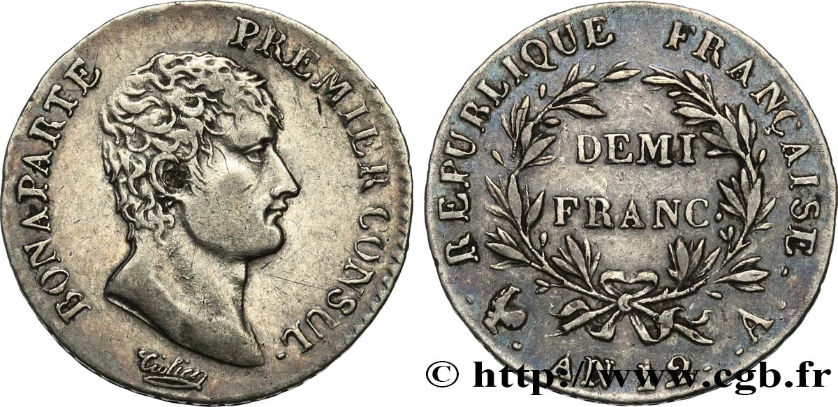 Demi-franc Bonaparte Premier Consul 1804 Paris F.173/2 TTB 