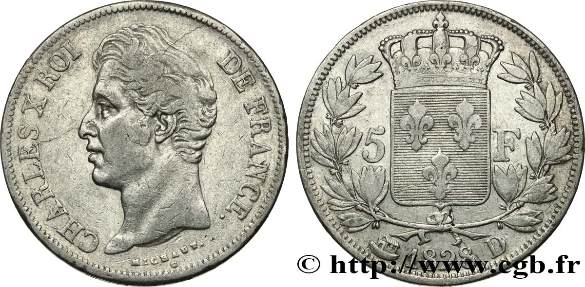 5 francs Charles X, 2e type 1828 Lyon F.311/17 BC 