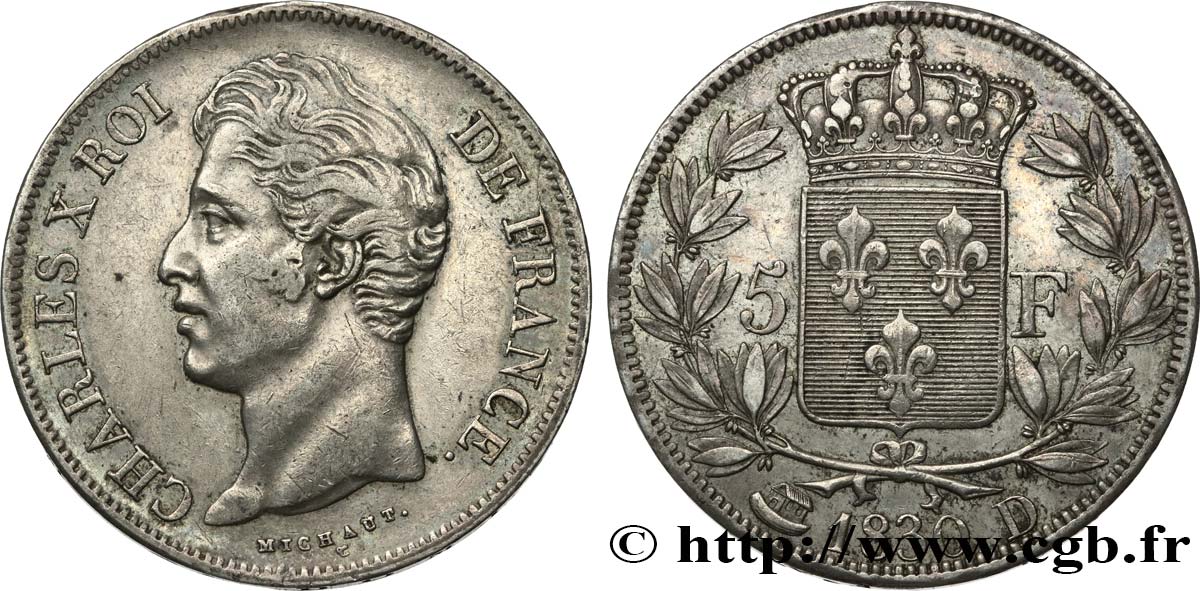 5 francs Charles X, 2e type 1830 Lyon F.311/43 fVZ 