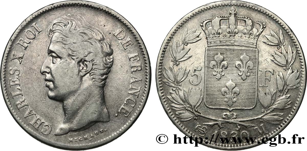 5 francs Charles X, 2e type 1830 Toulouse F.311/48 TB 
