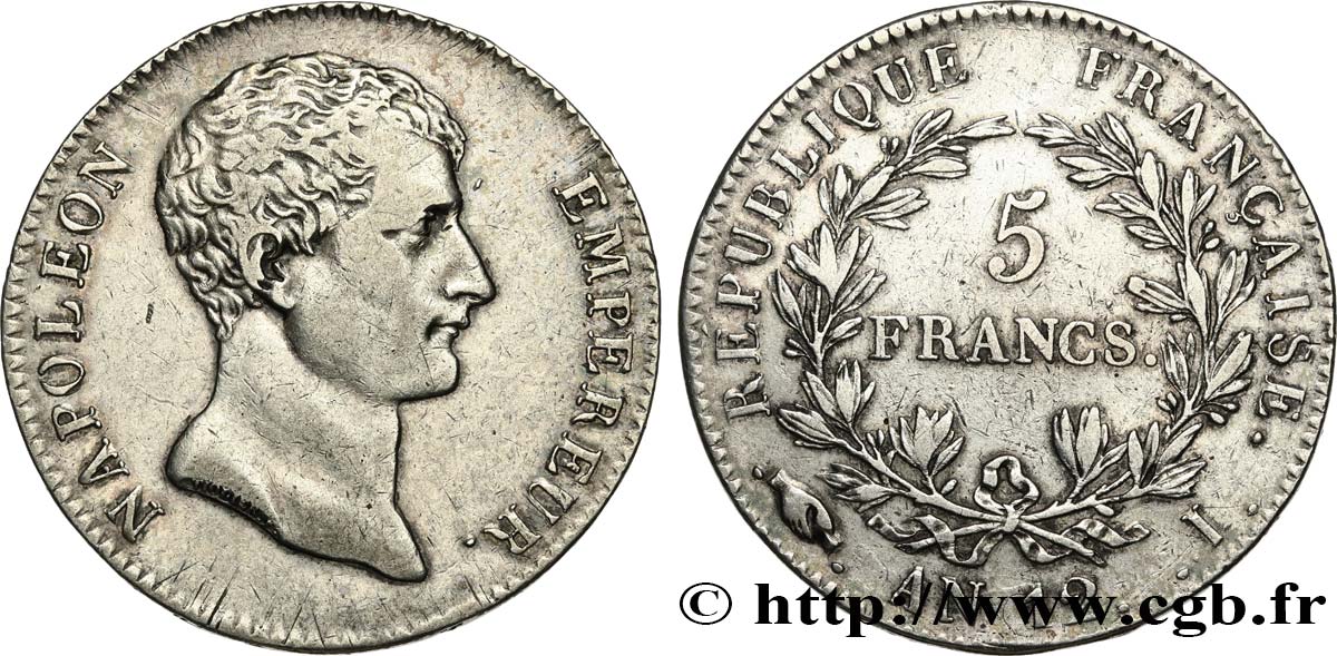 5 francs Napoléon Empereur, type intermédiaire 1804 Limoges F.302/5 MBC40 