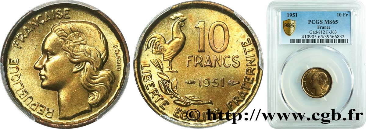 10 francs Guiraud 1951  F.363/4 FDC65 PCGS