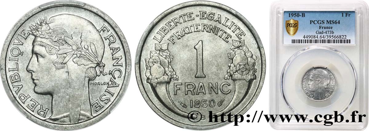 1 franc Morlon, légère 1950 Beaumont-Le-Roger F.221/18 SPL64 PCGS