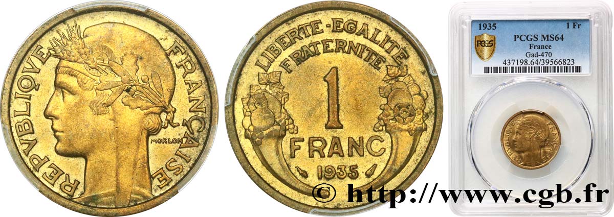 1 franc Morlon 1935 Paris F.219/6 MS64 PCGS
