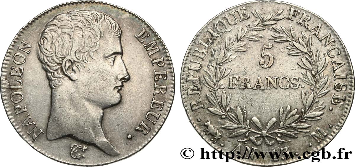5 francs Napoléon Empereur, Calendrier révolutionnaire 1805 Toulouse F.303/13 BB45 