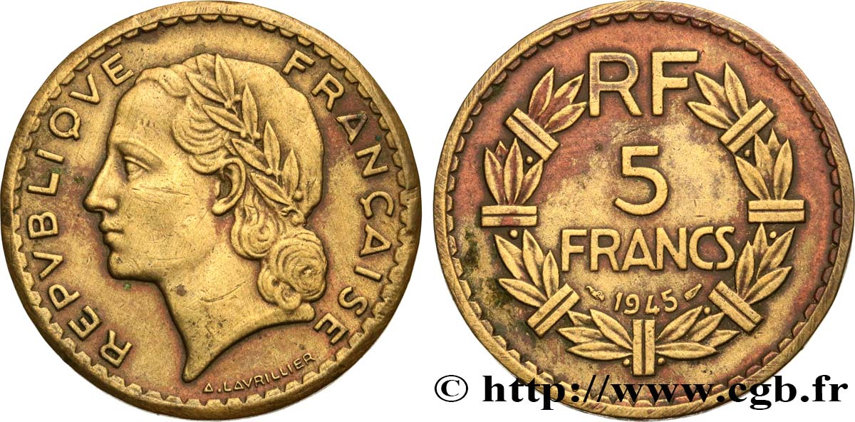 5 francs Lavrillier, bronze-aluminium 1945  F.337/5 BC35 