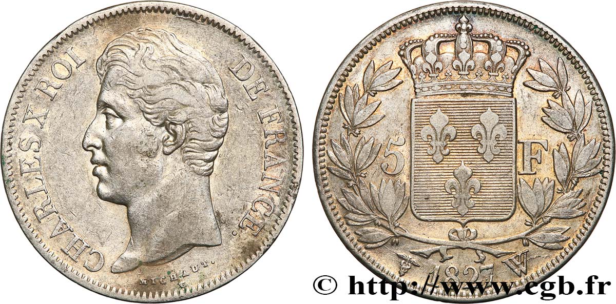 5 francs Charles X, 2e type 1827 Lille F.311/13 MBC40 