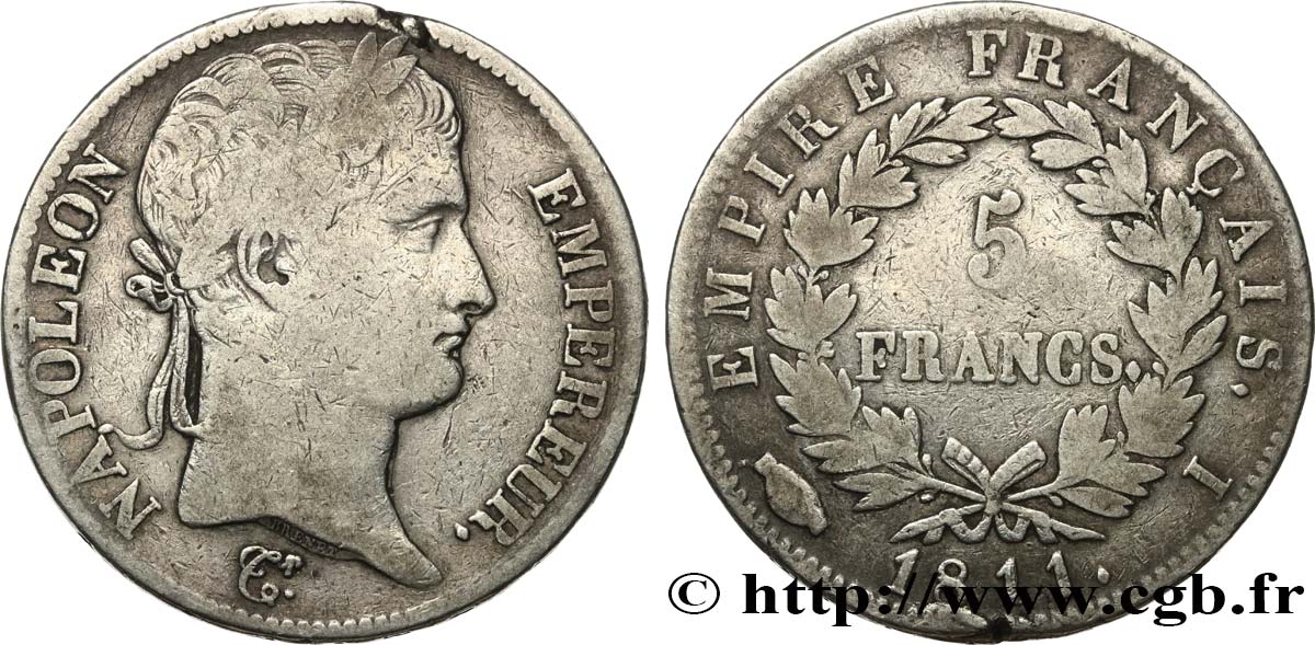 5 francs Napoléon Empereur, Empire français 1811 Limoges F.307/32 MB 