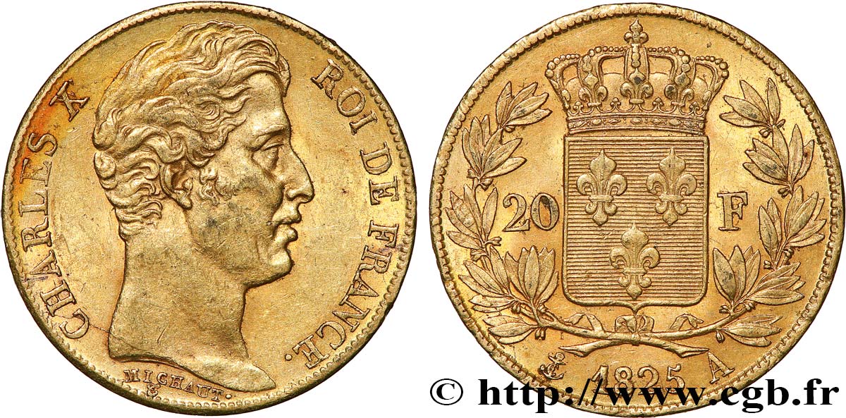20 francs or Charles X 1825 Paris F.520/1 BB53 