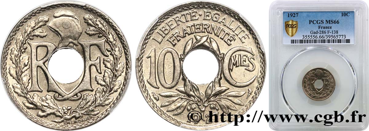 10 centimes Lindauer 1927  F.138/14 FDC66 PCGS