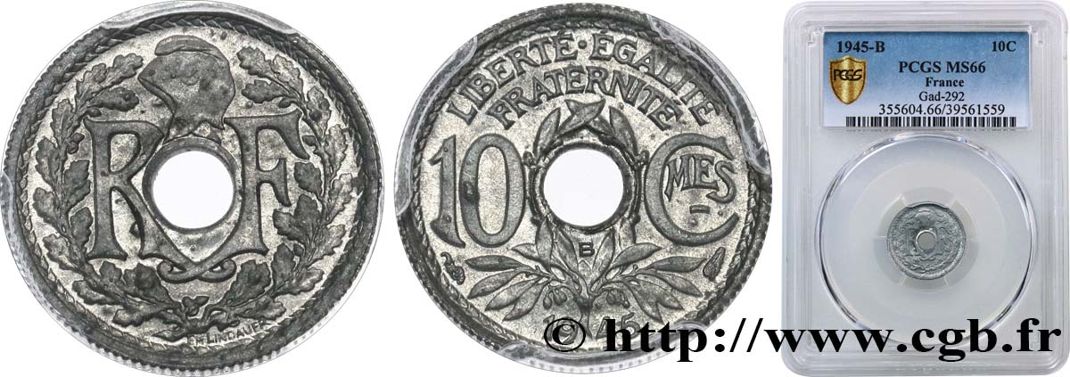 10 centimes Lindauer, petit module 1945 Beaumont-Le-Roger F.143/3 MS66 PCGS
