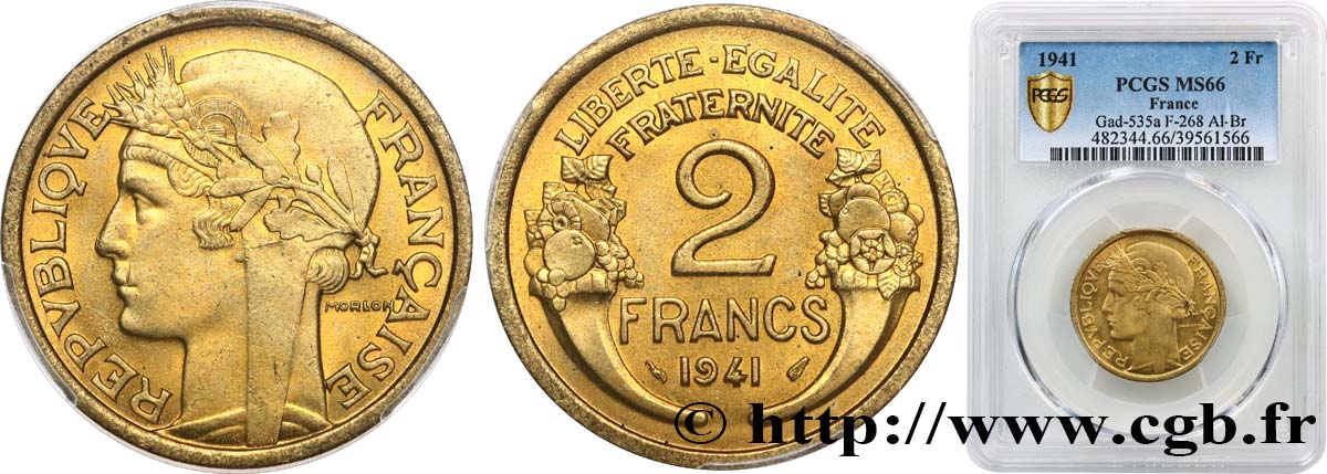 2 francs Morlon 1941  F.268/14 FDC66 PCGS