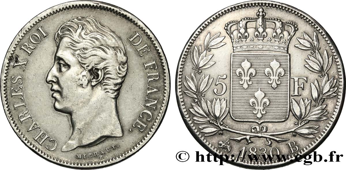 5 francs Charles X, 2e type 1830 Rouen F.311/41 fVZ 