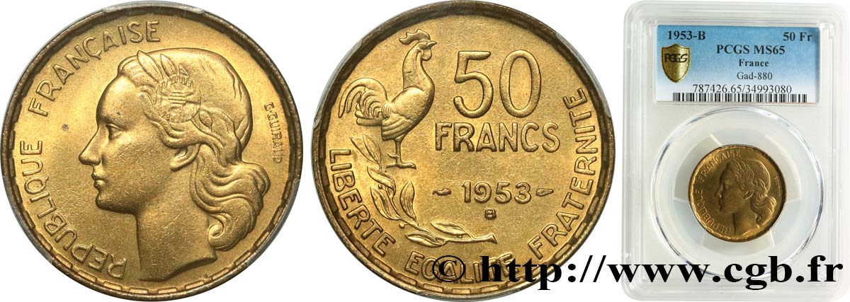 50 francs Guiraud 1953 Beaumont-le-Roger F.425/11 ST65 PCGS
